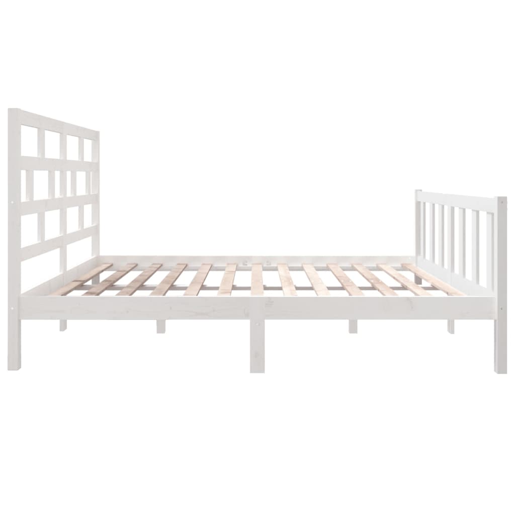 Estrutura de cama casal 135x190 cm pinho maciço branco