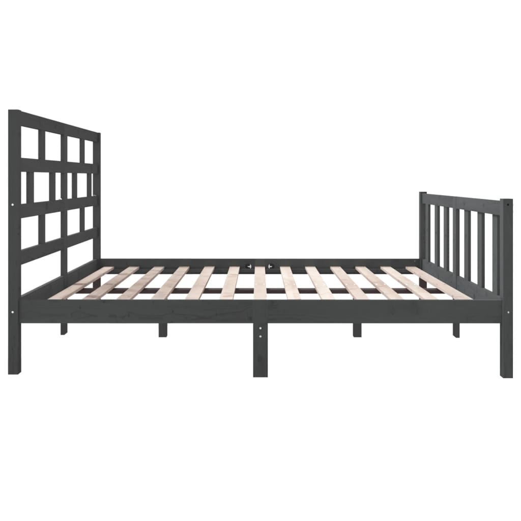 Estrutura de cama casal 135x190 cm pinho maciço cinza