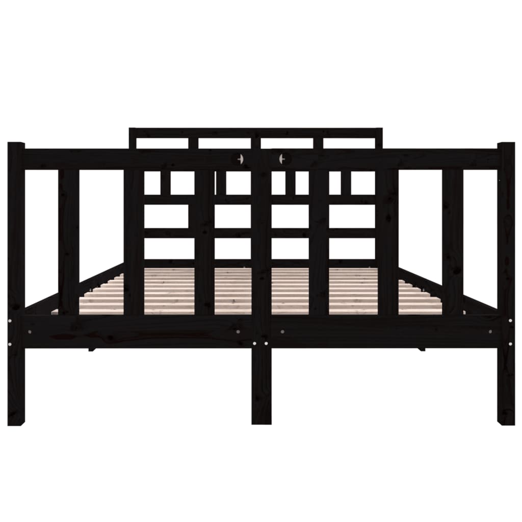 Estrutura de cama 140x190 cm madeira de pinho maciça preto