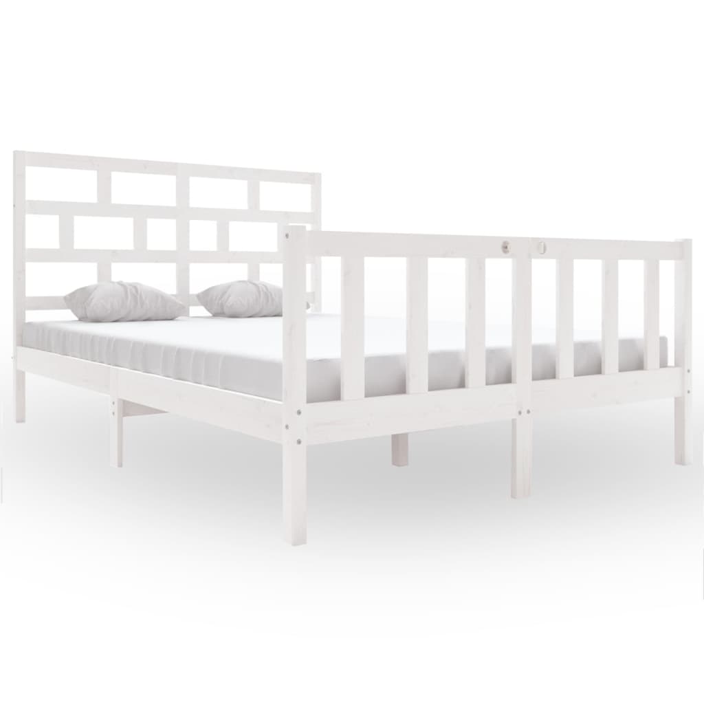 Estrutura de cama king 150x200 cm pinho maciço branco