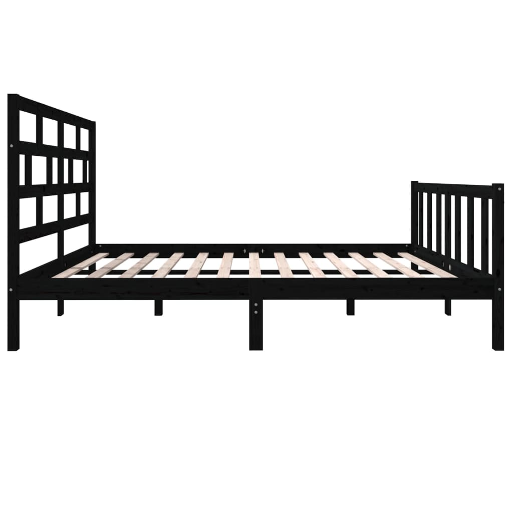 Estrutura de cama king 150x200 cm pinho maciço preto