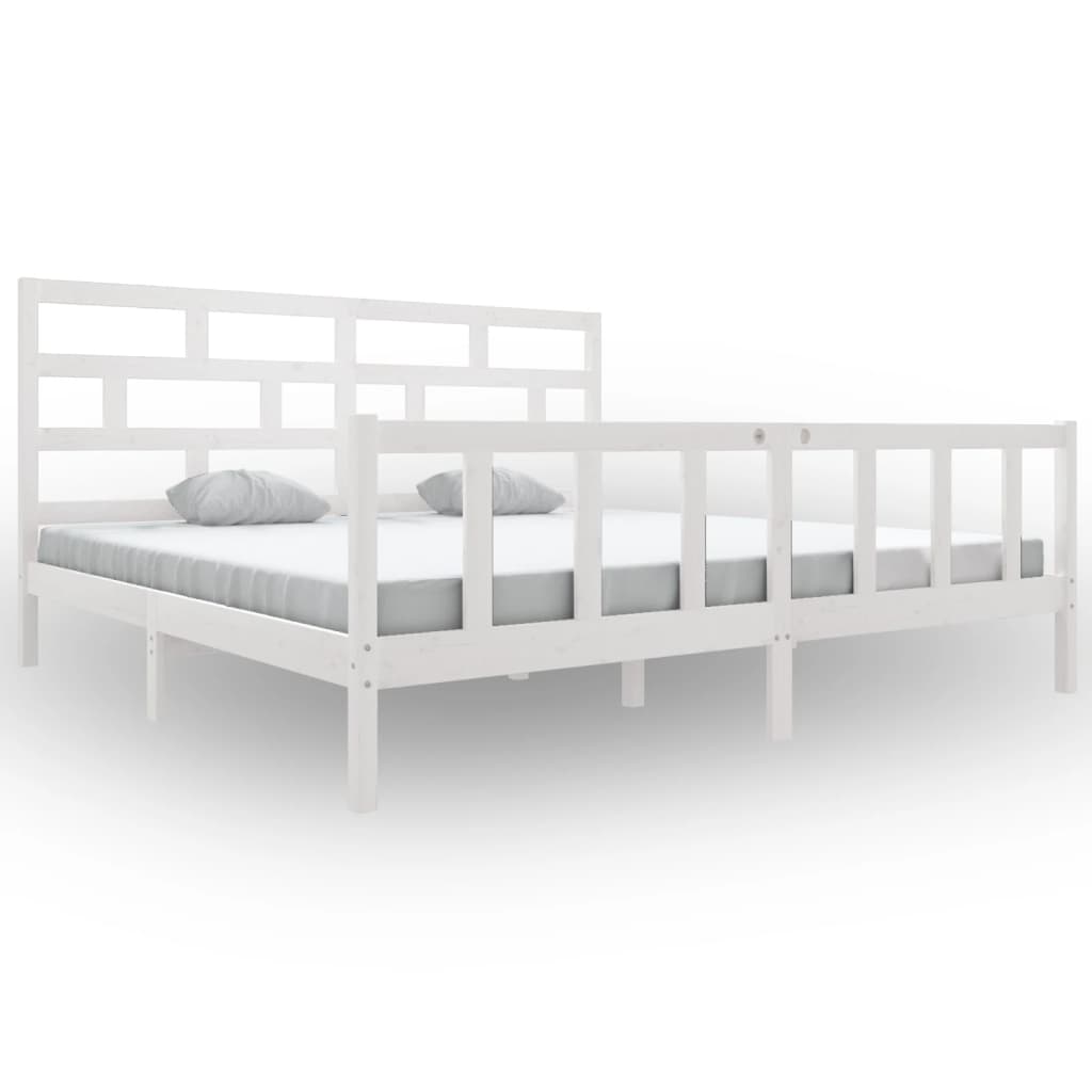 Estrutura de cama super king 180x200 cm pinho maciço branco