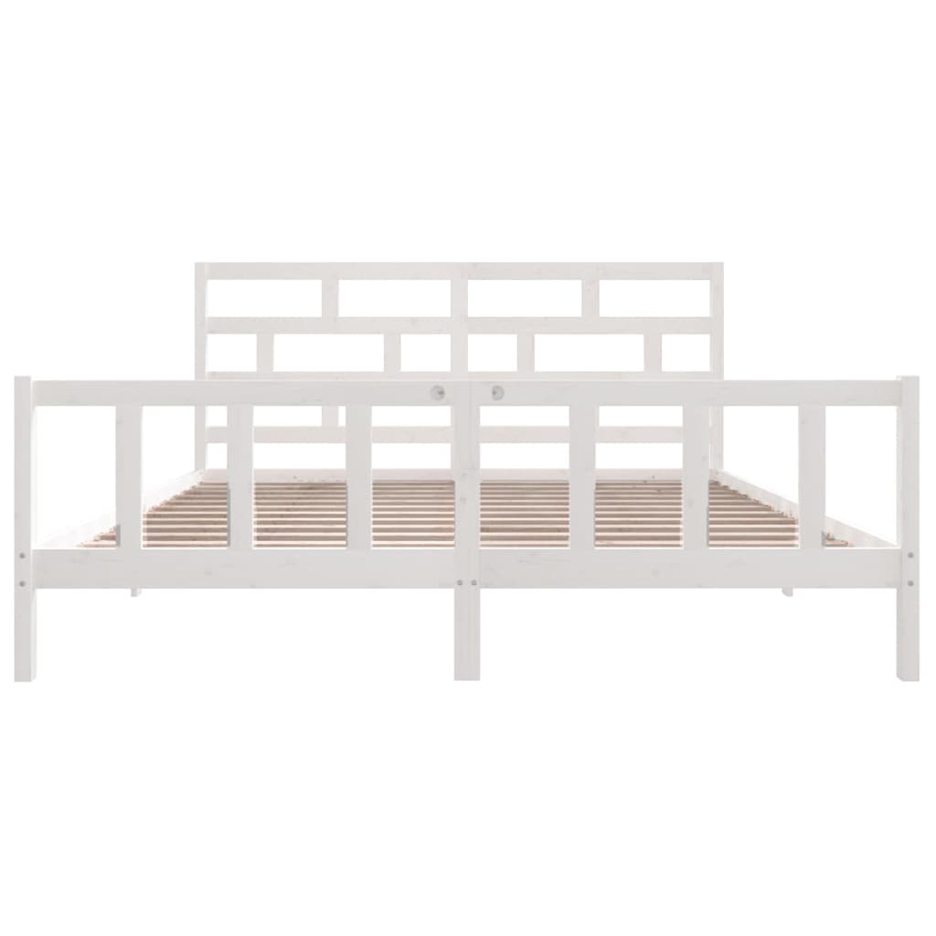 Estrutura de cama super king 180x200 cm pinho maciço branco