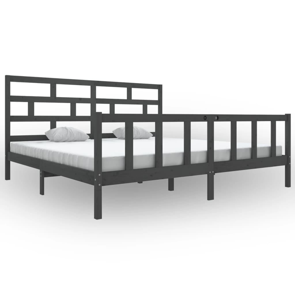 Estrutura de cama super king 180x200 cm pinho maciço cinza