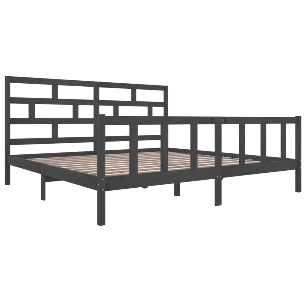 Estrutura de cama super king 180x200 cm pinho maciço cinza