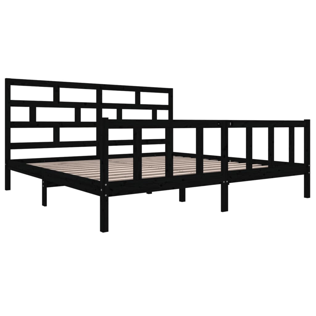 Estrutura de cama super king 180x200 cm pinho maciço preto