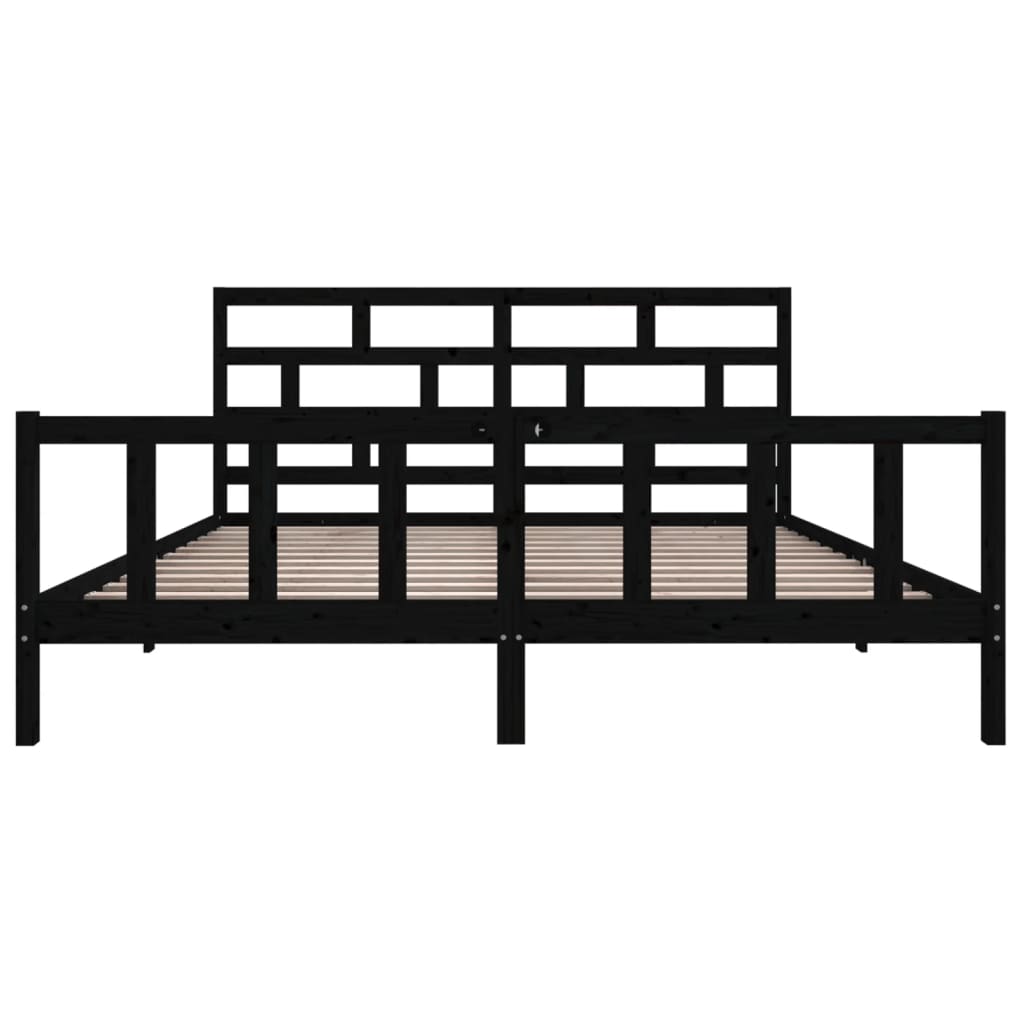 Estrutura de cama super king 180x200 cm pinho maciço preto