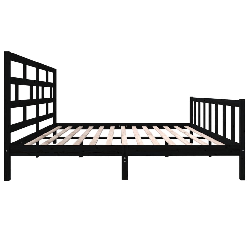 Estrutura de cama super king 180x200 cm pinho maciço preto