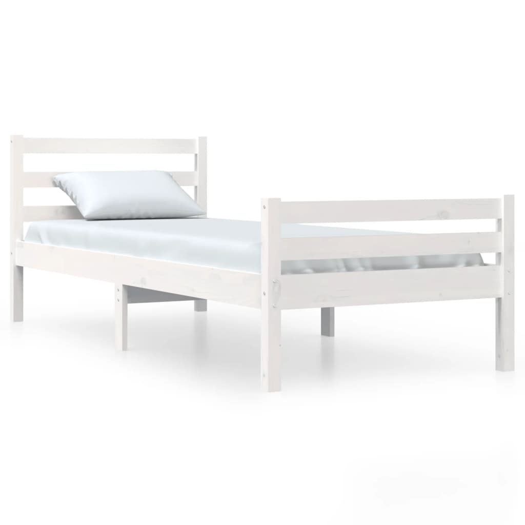 Estrutura cama pequena solteiro 75x190 cm madeira maciça branco