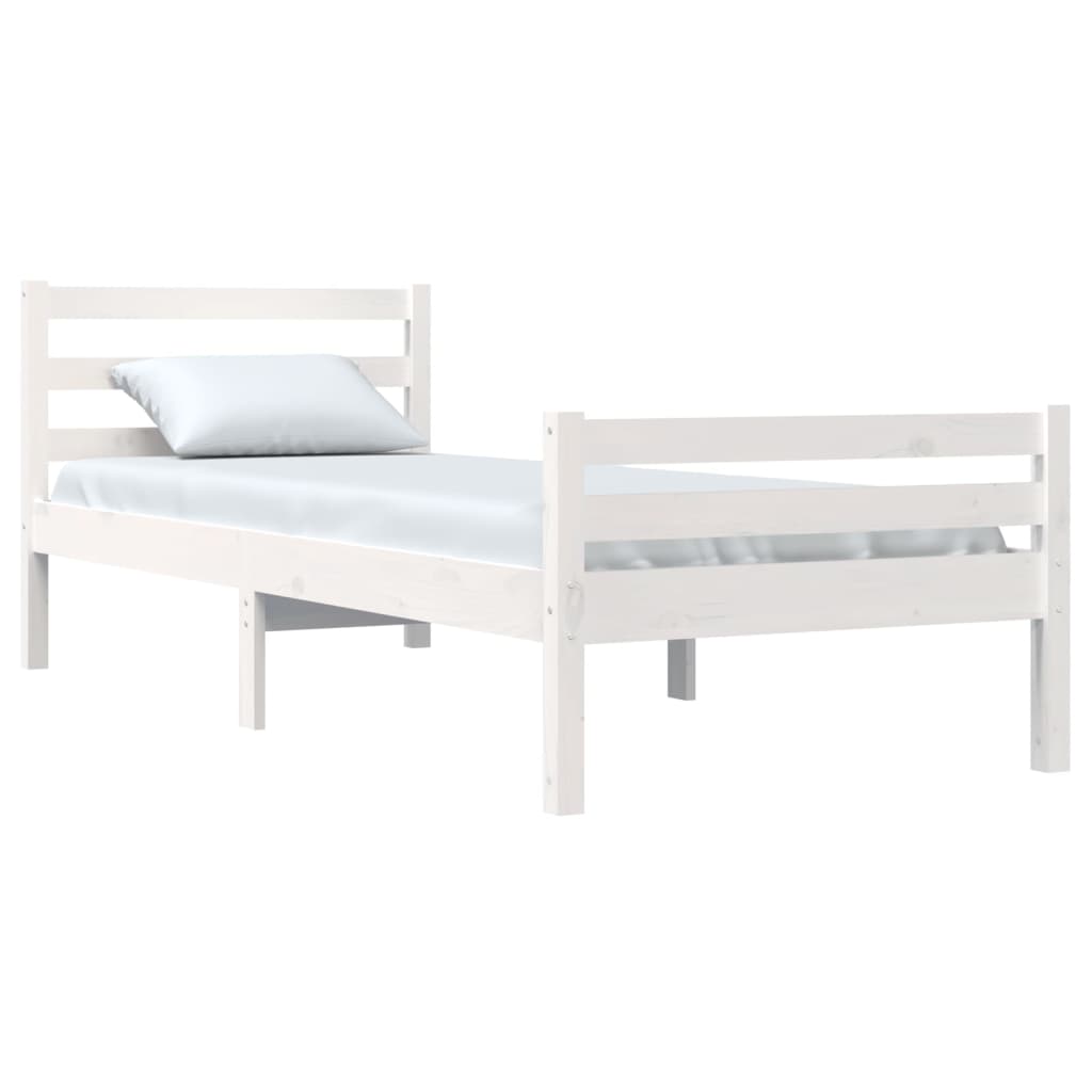 Estrutura cama pequena solteiro 75x190 cm madeira maciça branco