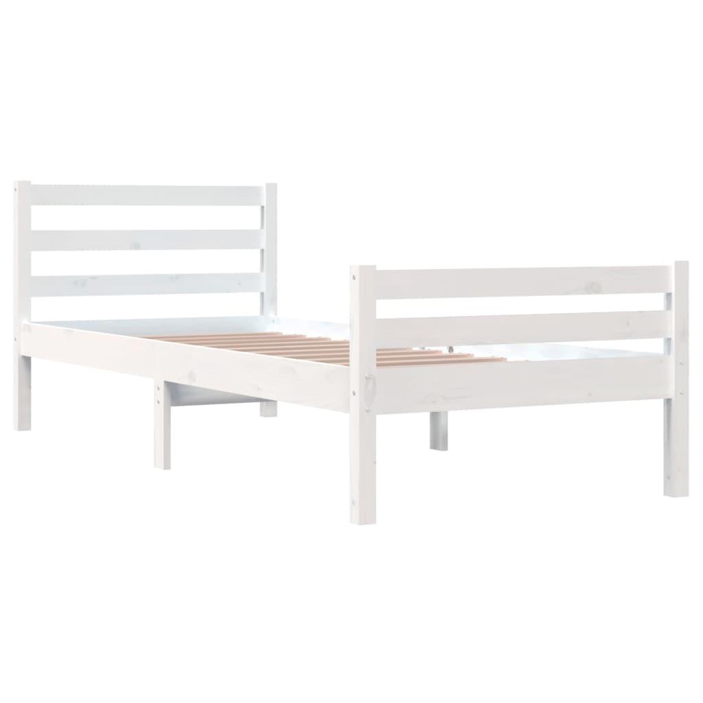 Estrutura cama pequena solteiro 75x190 cm madeira maciça branco