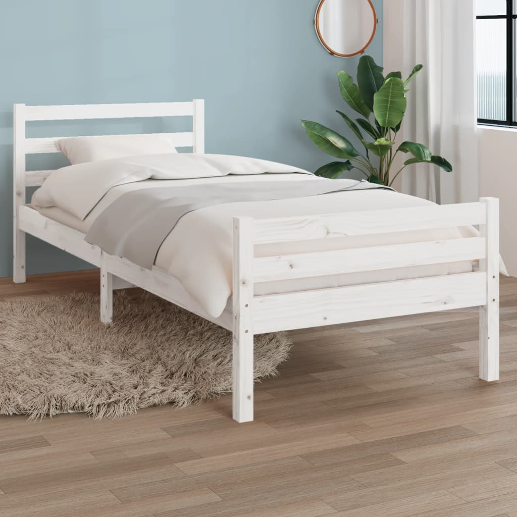 Estrutura cama pequena solteiro 75x190 cm madeira maciça branco