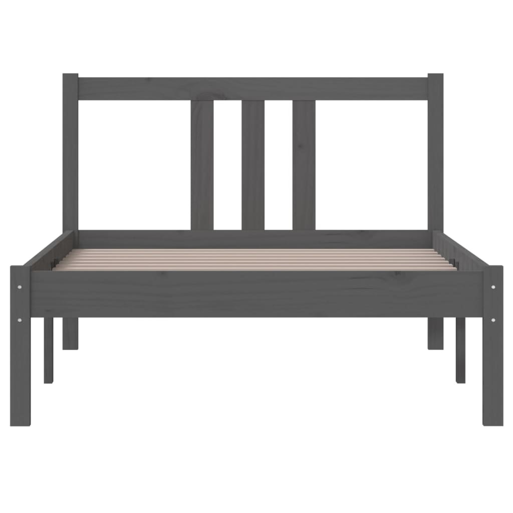 Estrutura de cama solteiro 90x190 cm madeira maciça cinza