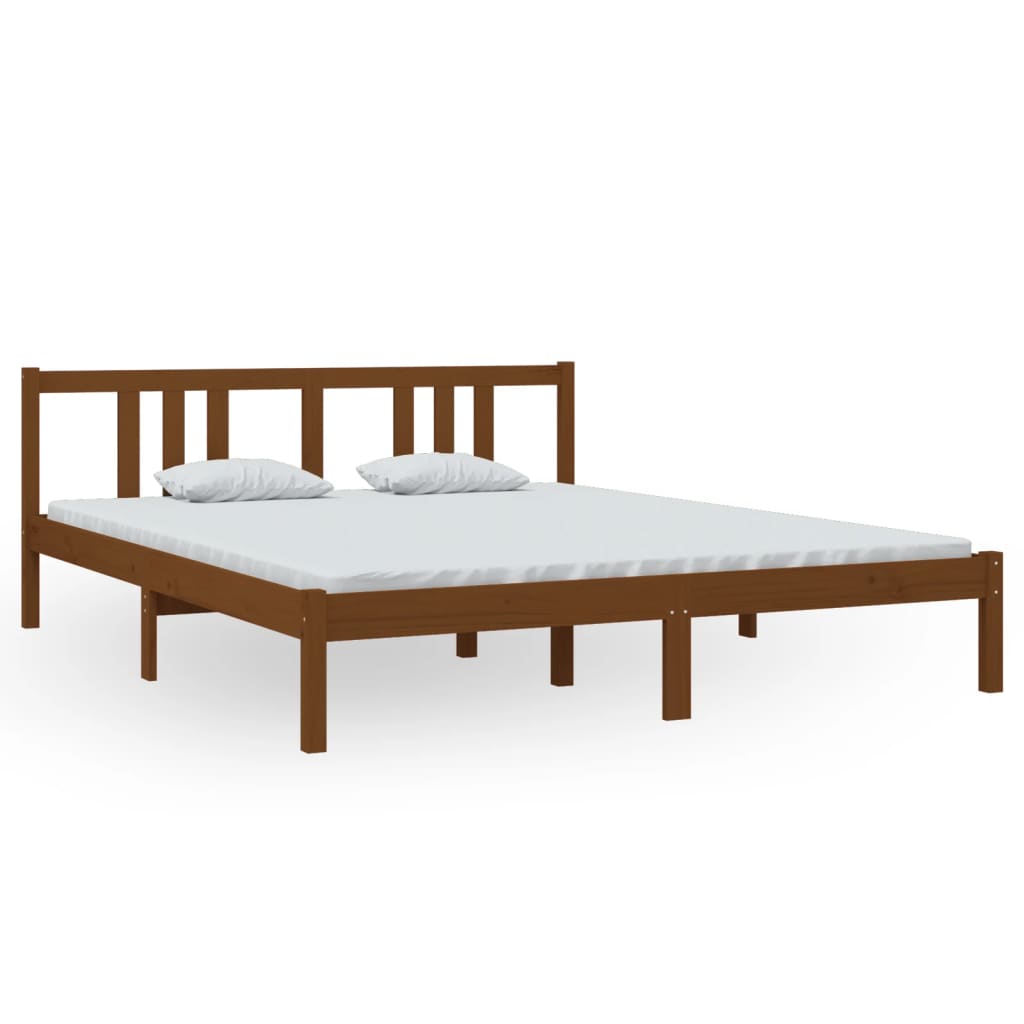 Estrutura de cama 160x200 cm madeira maciça castanho mel