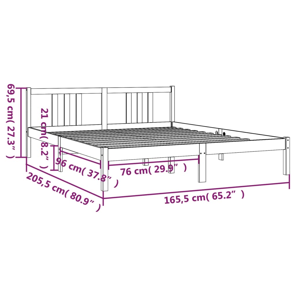 Estrutura de cama 160x200 cm madeira maciça castanho mel