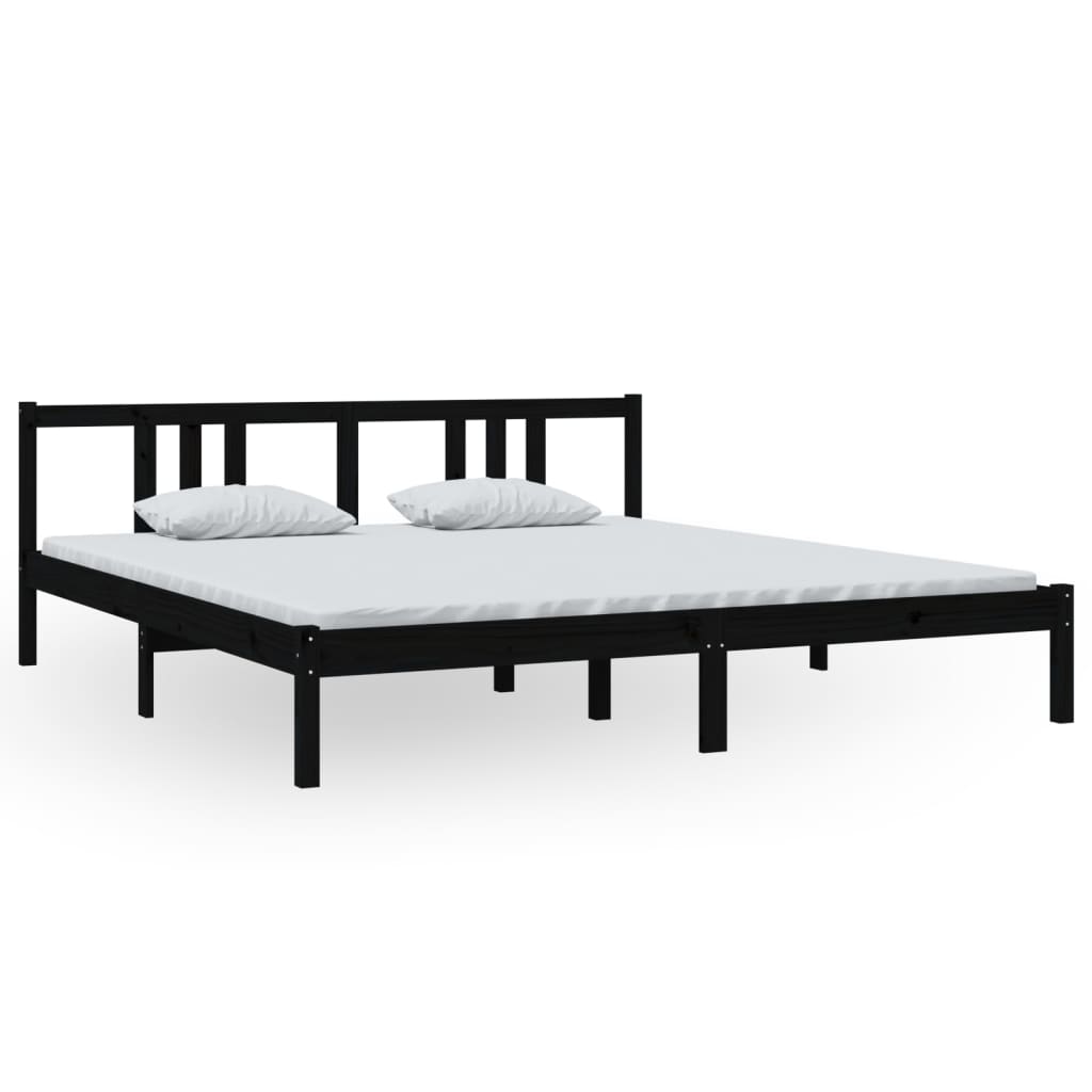 Estrutura de cama super king 180x200 cm madeira maciça preto