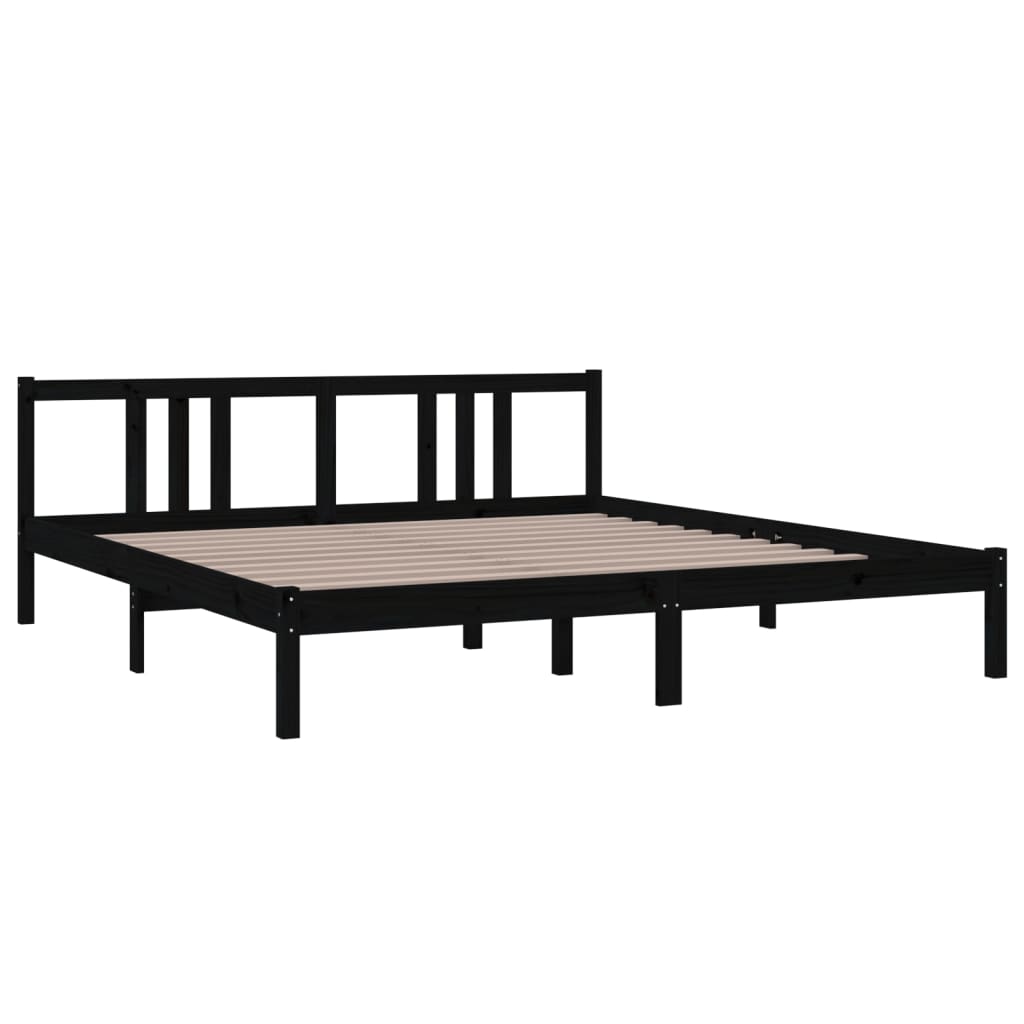 Estrutura de cama super king 180x200 cm madeira maciça preto