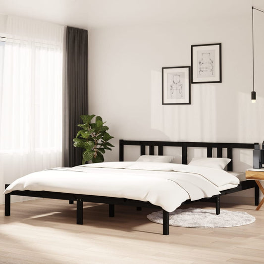 Estrutura de cama super king 180x200 cm madeira maciça preto