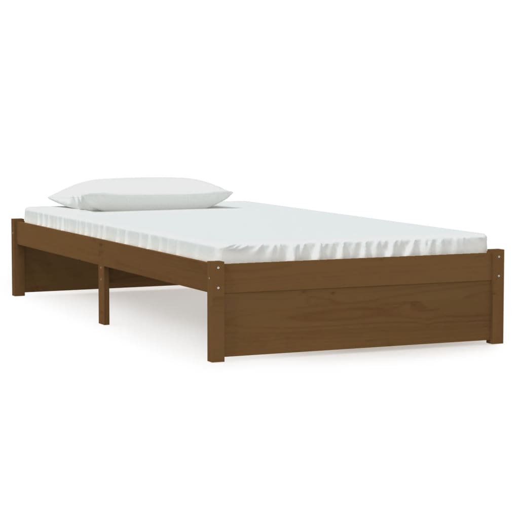 Estrutura de cama 100x200 cm madeira maciça castanho mel