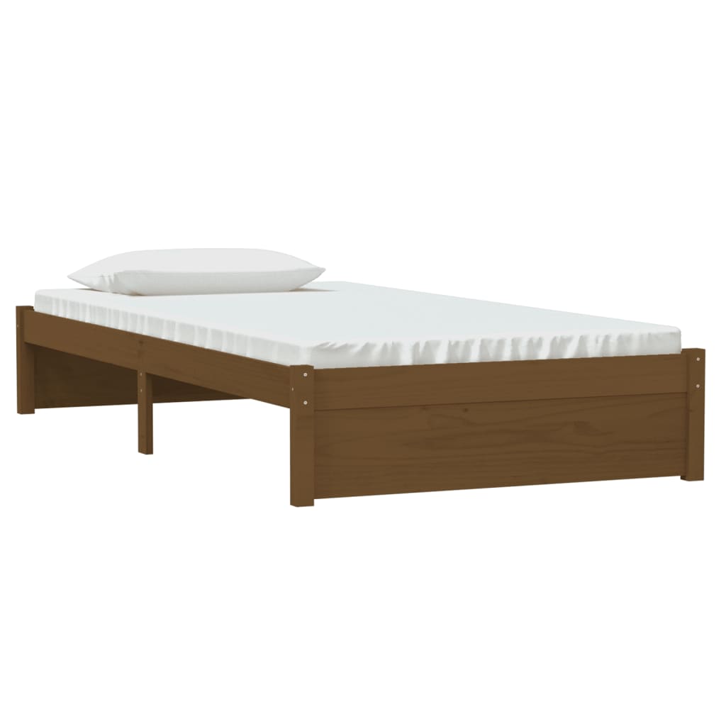 Estrutura de cama 100x200 cm madeira maciça castanho mel