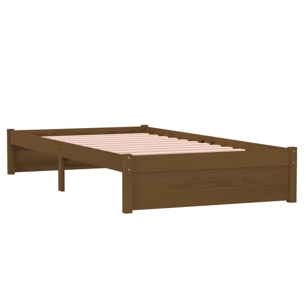 Estrutura de cama 100x200 cm madeira maciça castanho mel