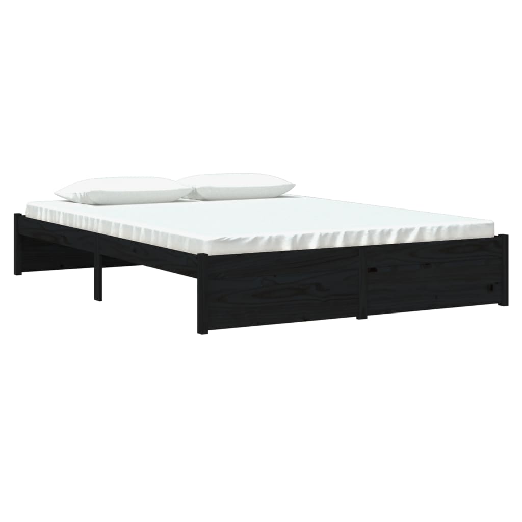 Estrutura de cama 160x200 cm madeira maciça preto