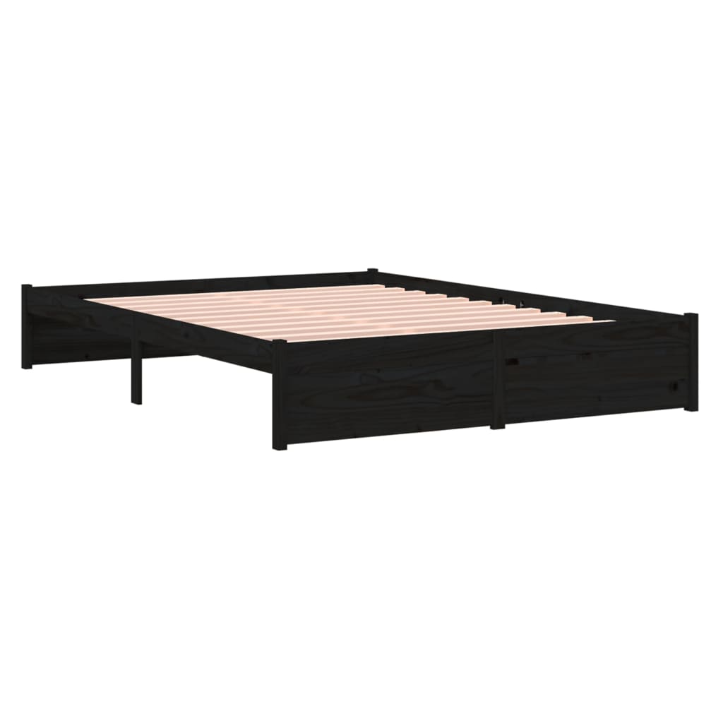 Estrutura de cama 160x200 cm madeira maciça preto