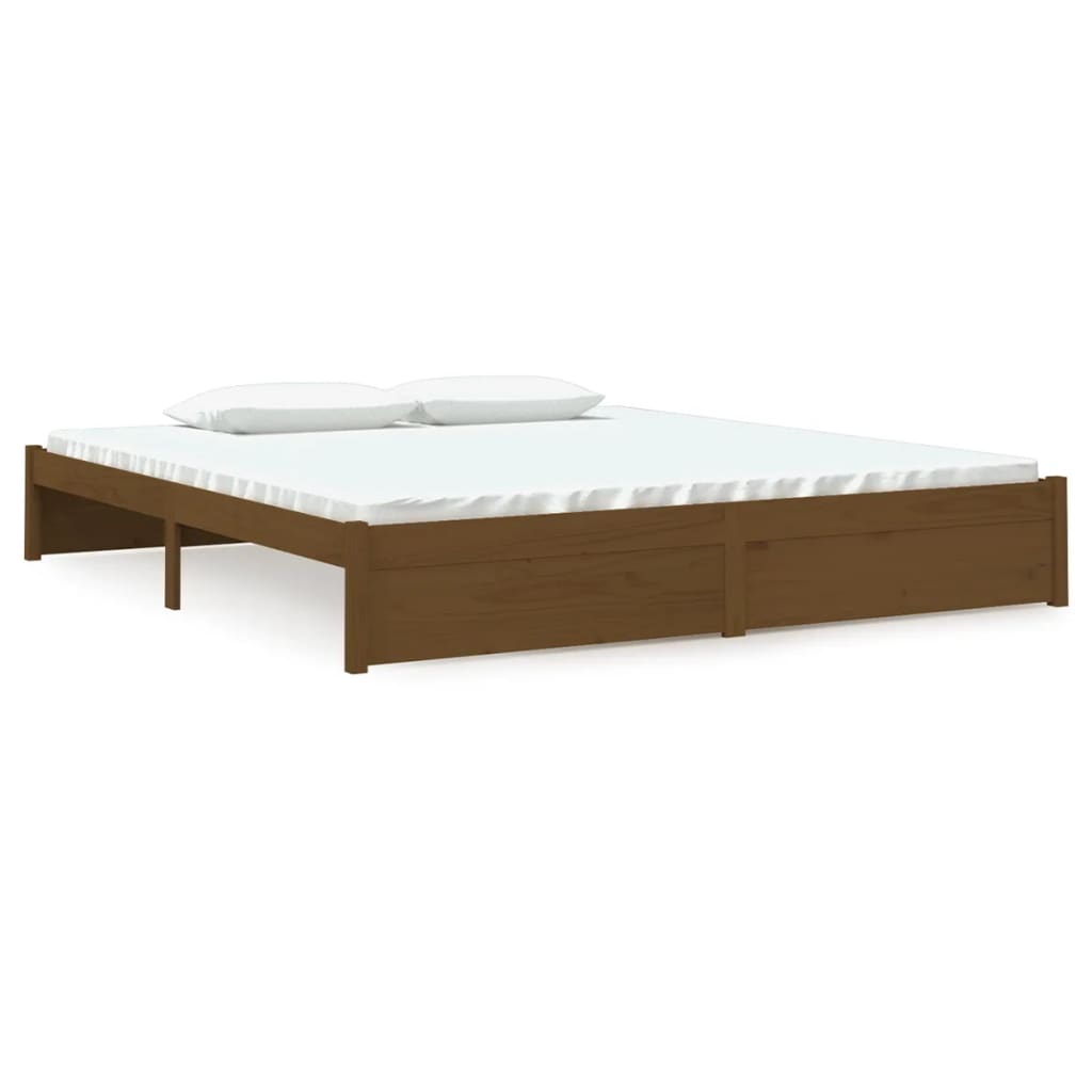 Estrutura de cama super king 180x200 cm madeira castanho-mel