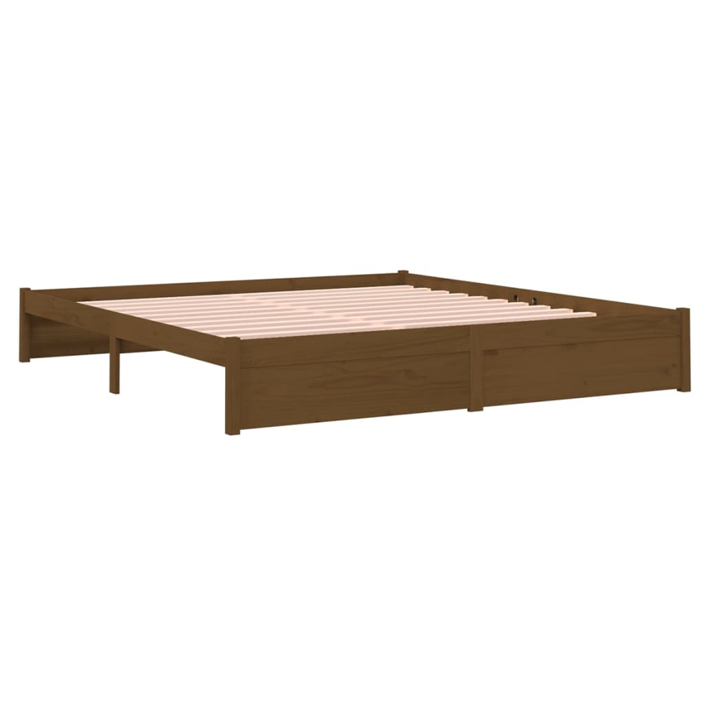 Estrutura de cama super king 180x200 cm madeira castanho-mel