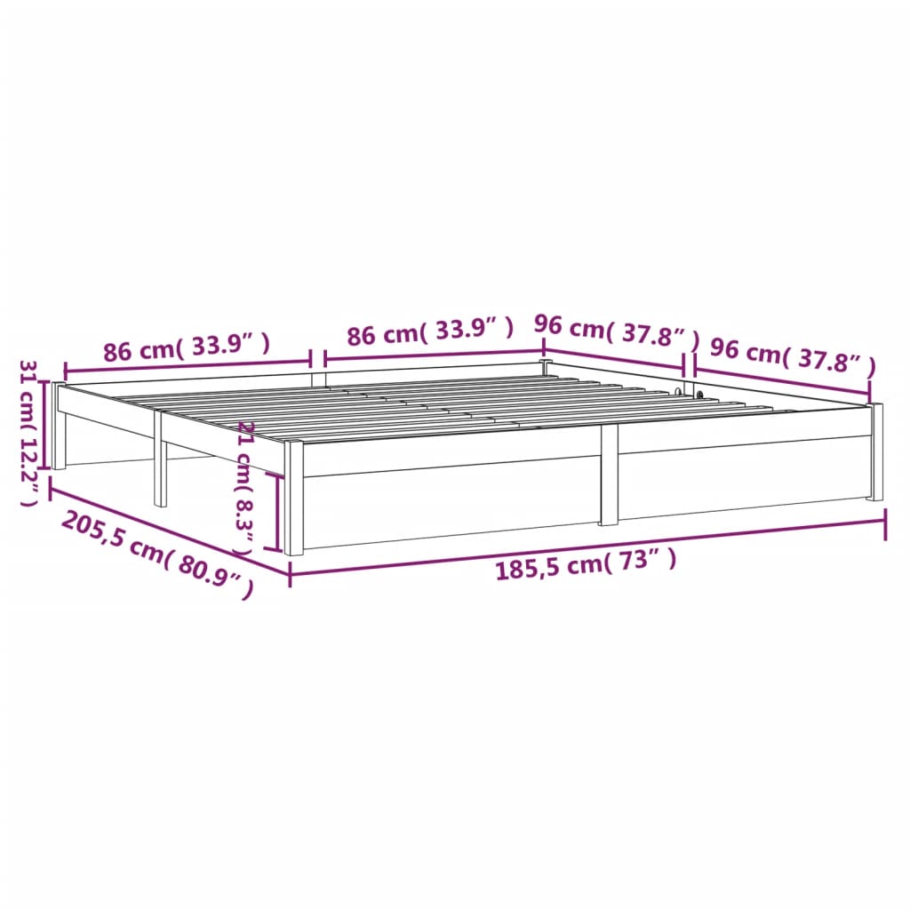 Estrutura de cama super king 180x200 cm madeira castanho-mel