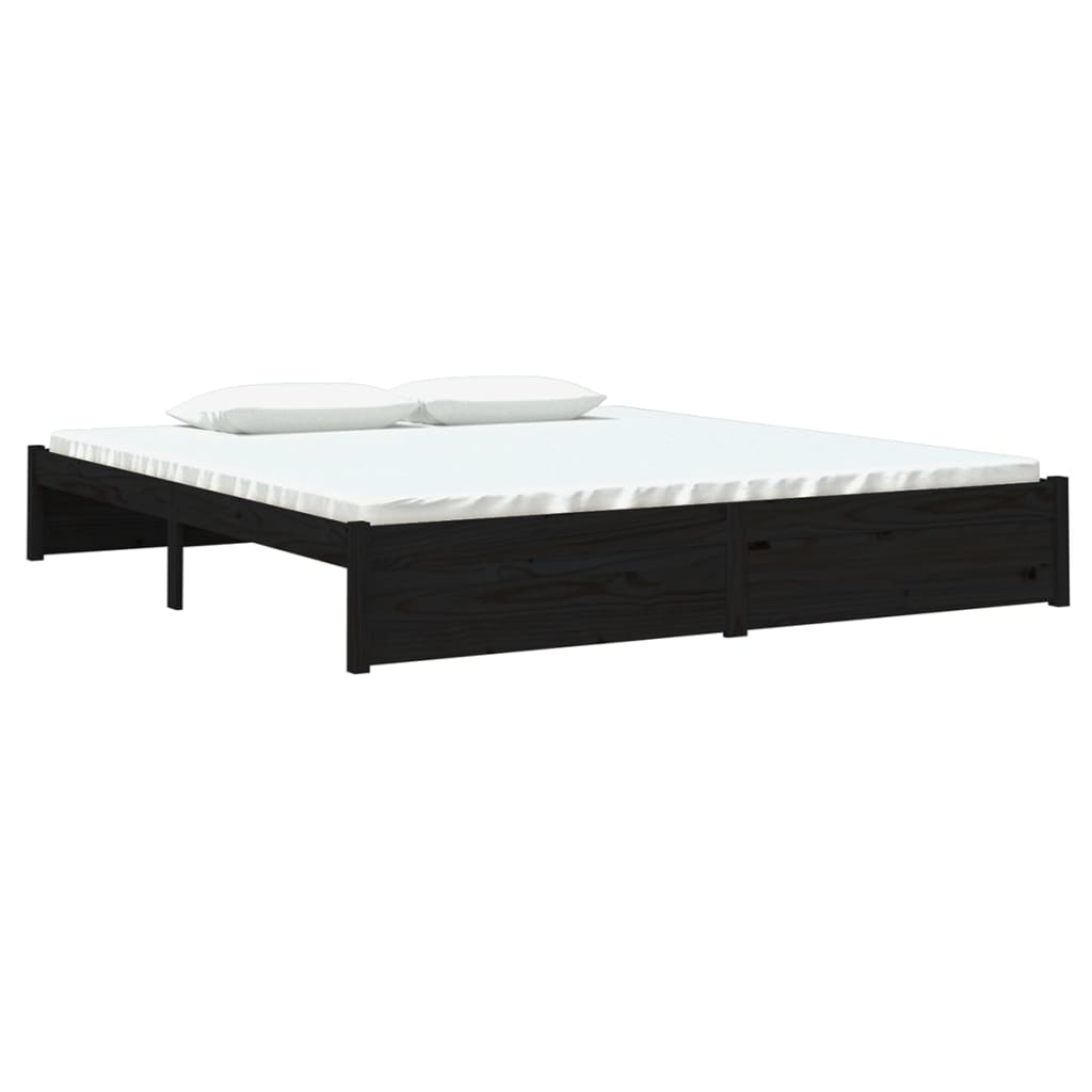 Estrutura de cama super king 180x200 cm madeira maciça preto