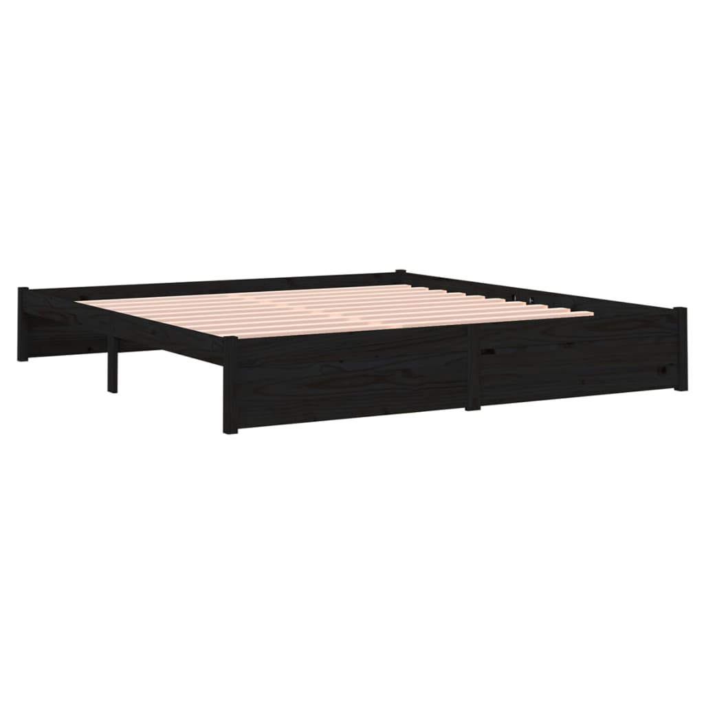 Estrutura de cama super king 180x200 cm madeira maciça preto