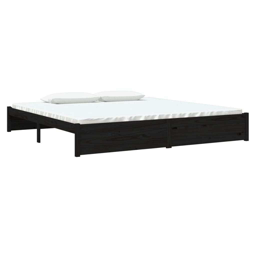 Estrutura de cama 200x200 cm madeira maciça preto