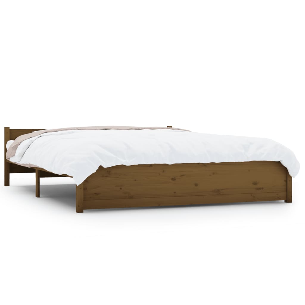 Estrutura de cama 140x190 cm madeira maciça castanho-mel