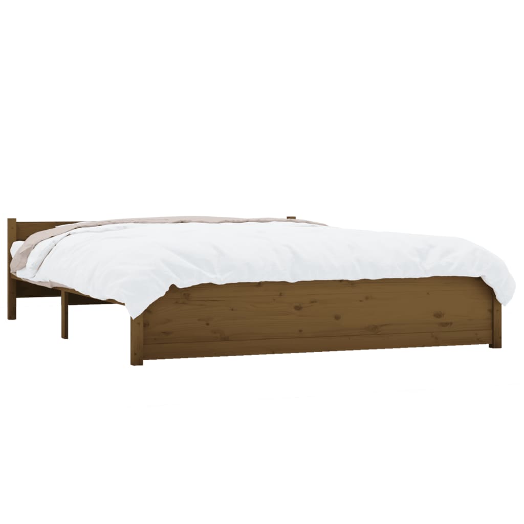 Estrutura de cama 140x190 cm madeira maciça castanho-mel