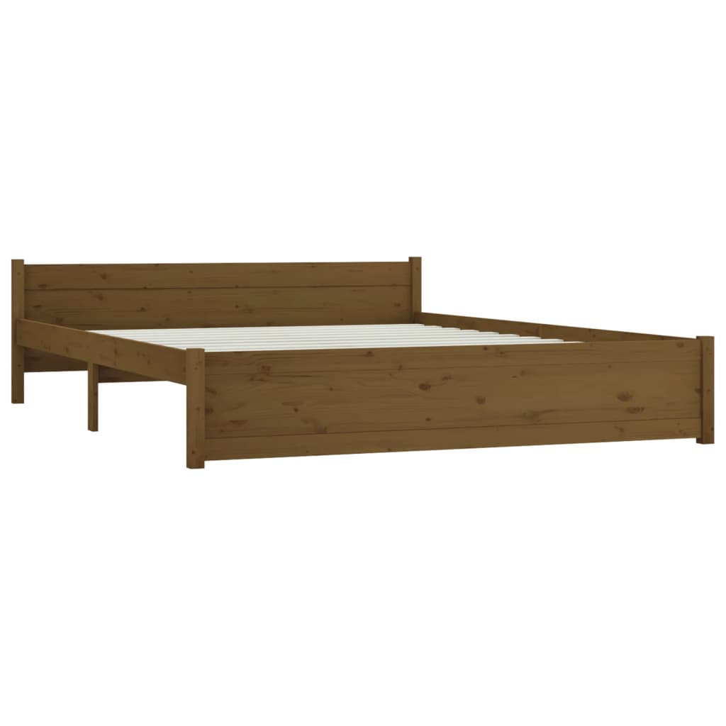 Estrutura de cama 140x190 cm madeira maciça castanho-mel