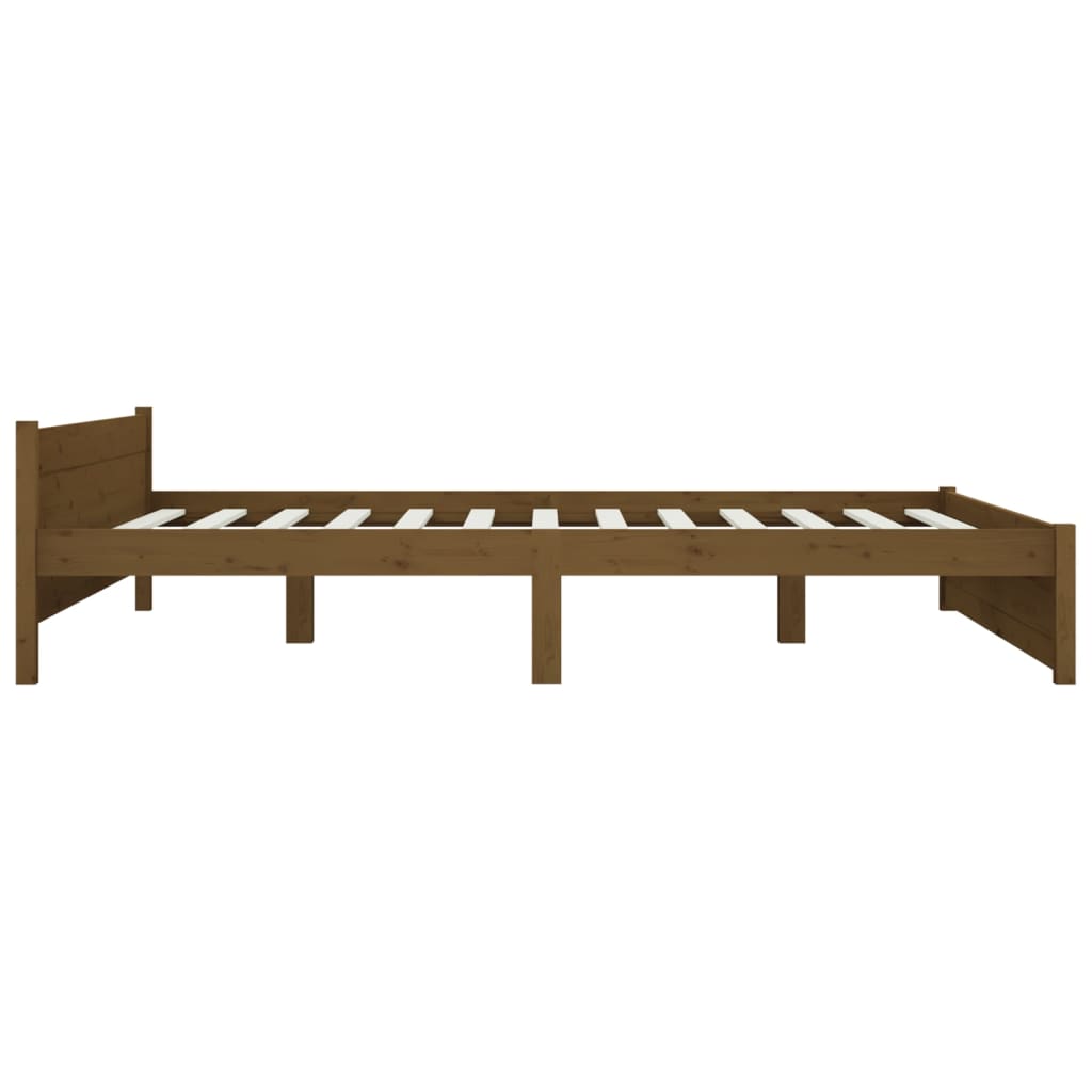 Estrutura de cama 140x190 cm madeira maciça castanho-mel