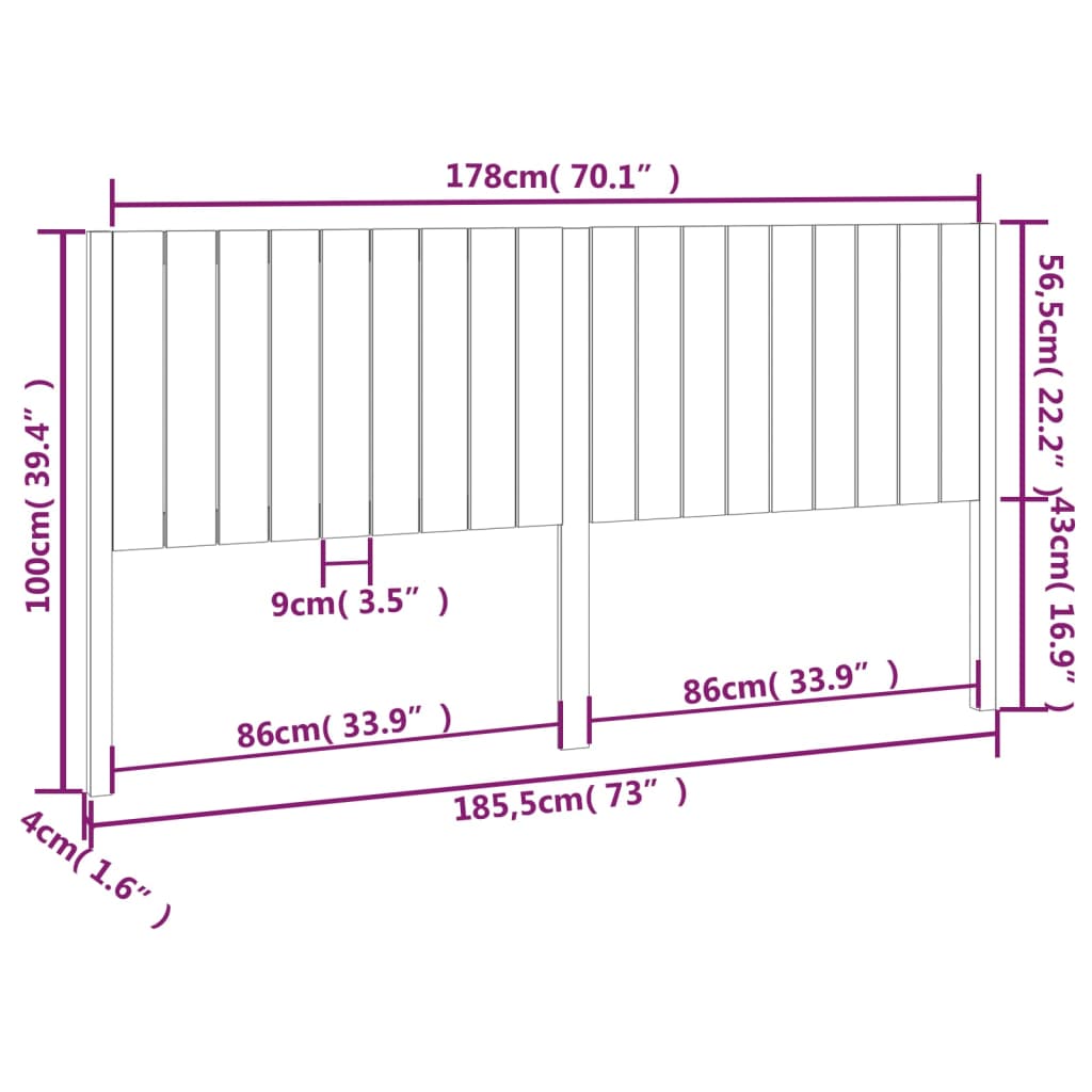 Cabeceira de cama 185,5x4x100 cm pinho maciço castanho mel