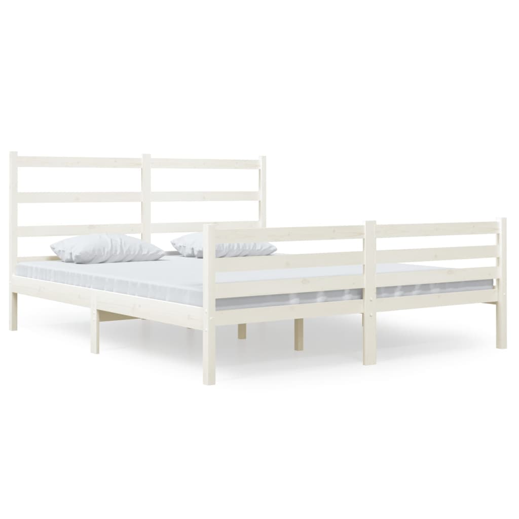 Estrutura de cama king 150x200 cm pinho maciço branco