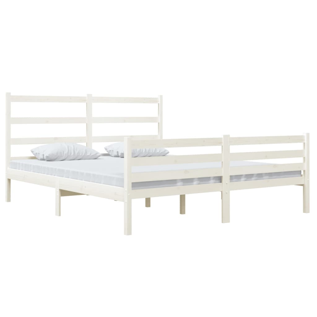 Estrutura de cama king 150x200 cm pinho maciço branco