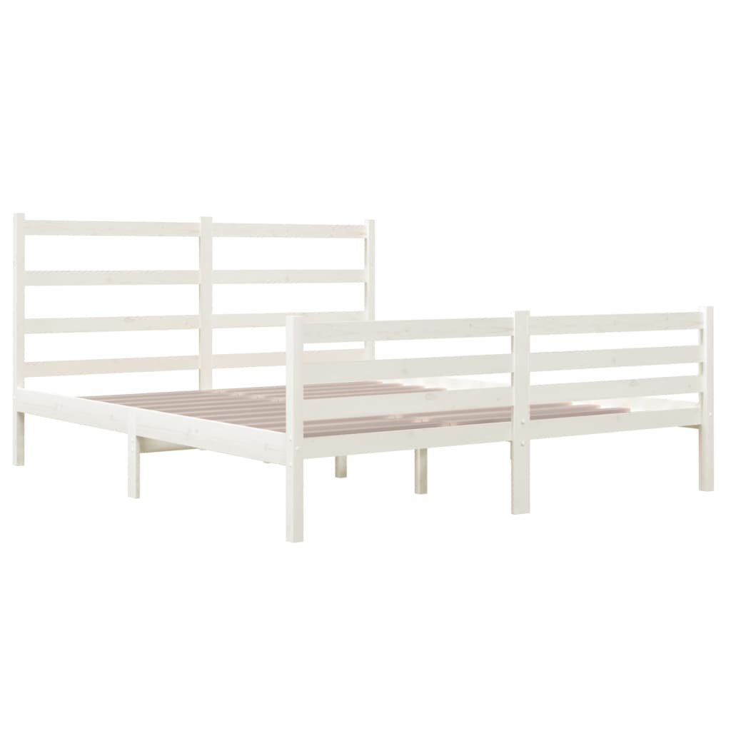 Estrutura de cama king 150x200 cm pinho maciço branco