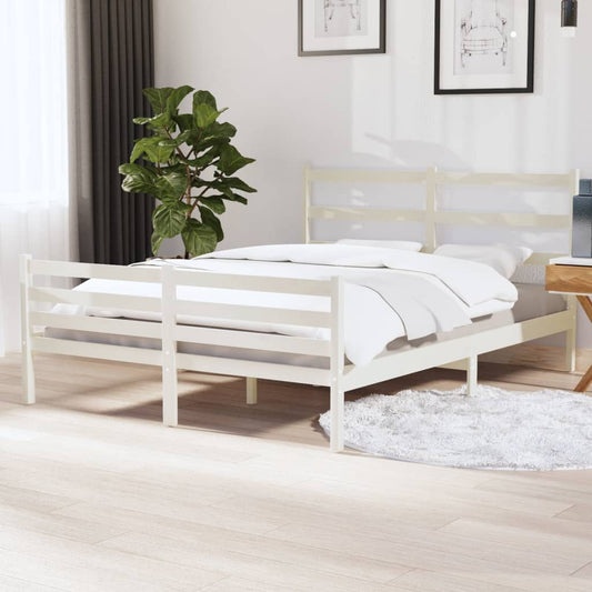 Estrutura de cama king 150x200 cm pinho maciço branco