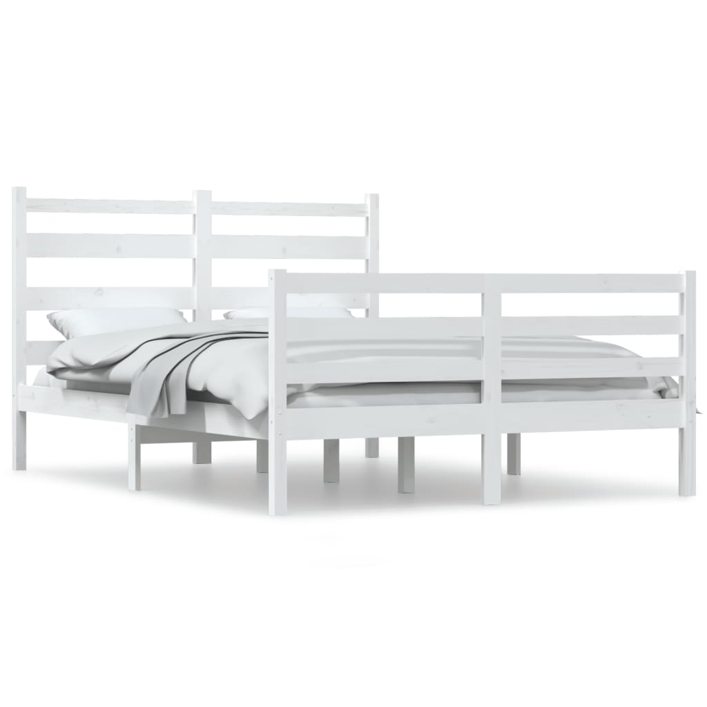 Estrutura de cama 160x200 cm pinho maciço branco