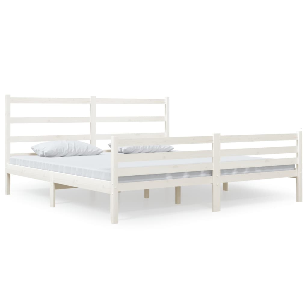 Estrutura de cama super king 180x200 cm pinho maciço branco