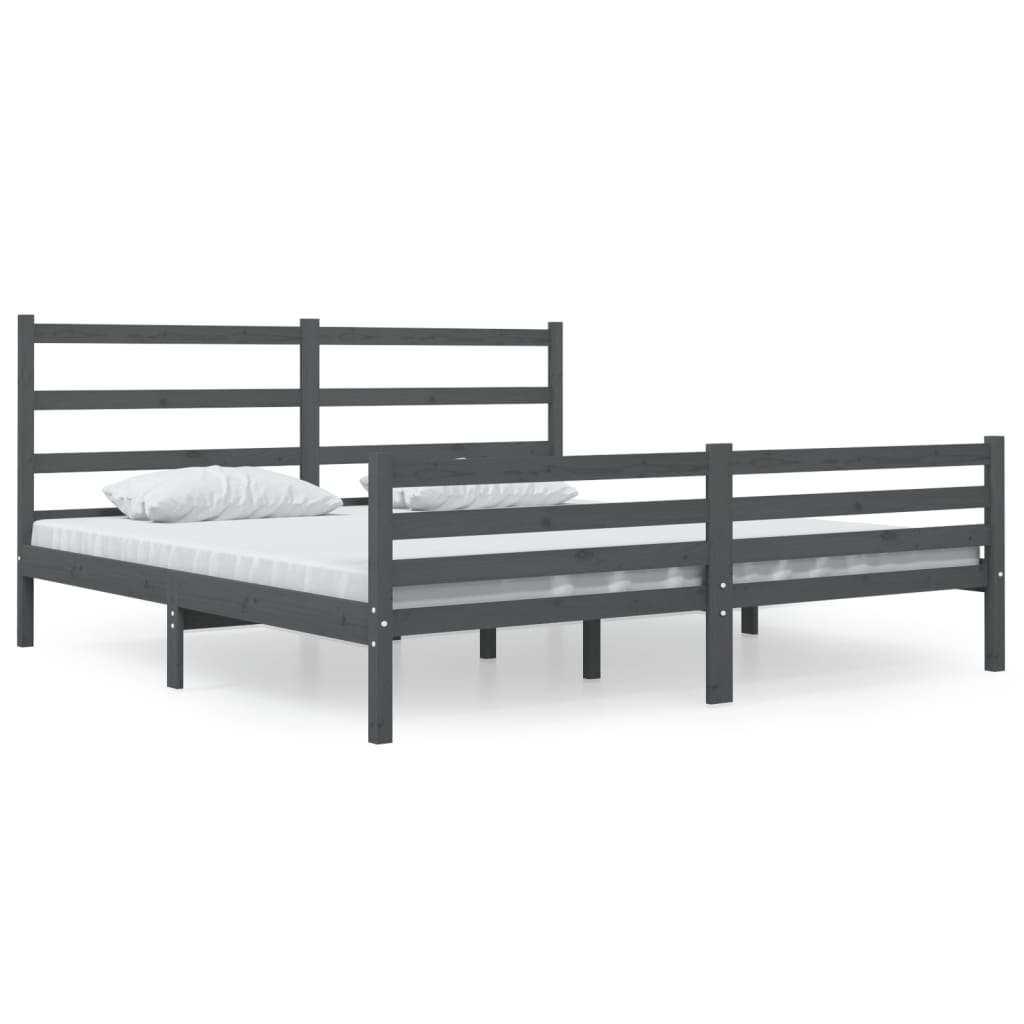 Estrutura de cama super king 180x200 cm pinho maciço cinza