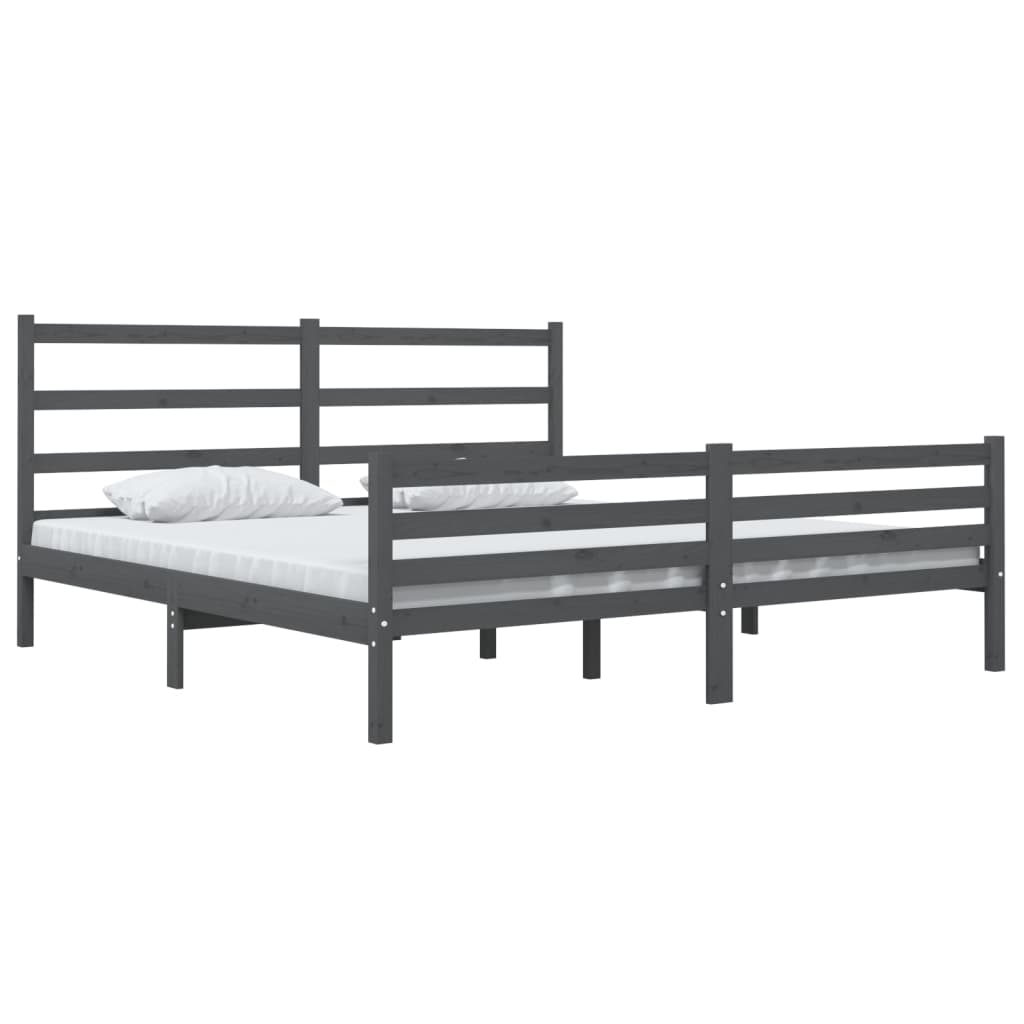 Estrutura de cama super king 180x200 cm pinho maciço cinza