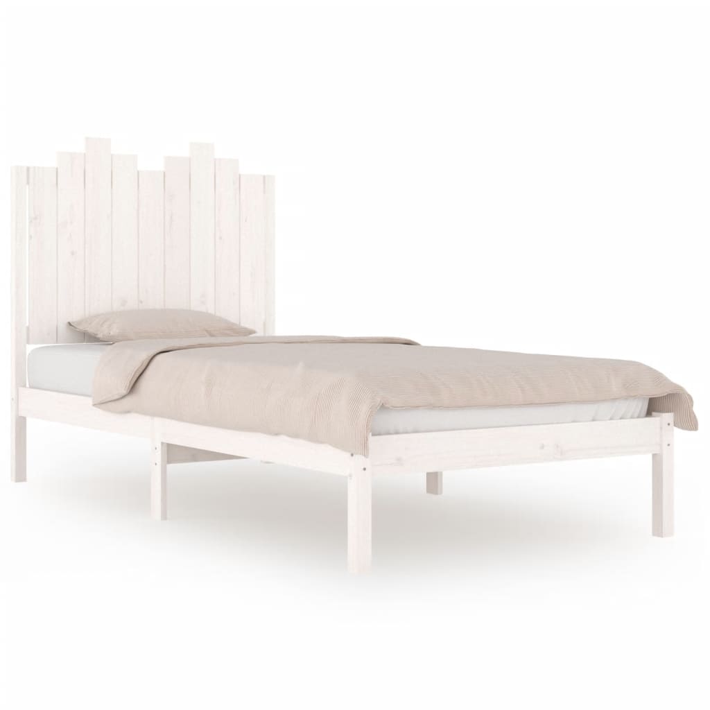 Estrutura de cama pequena solteiro 75x190cm pinho maciço branco