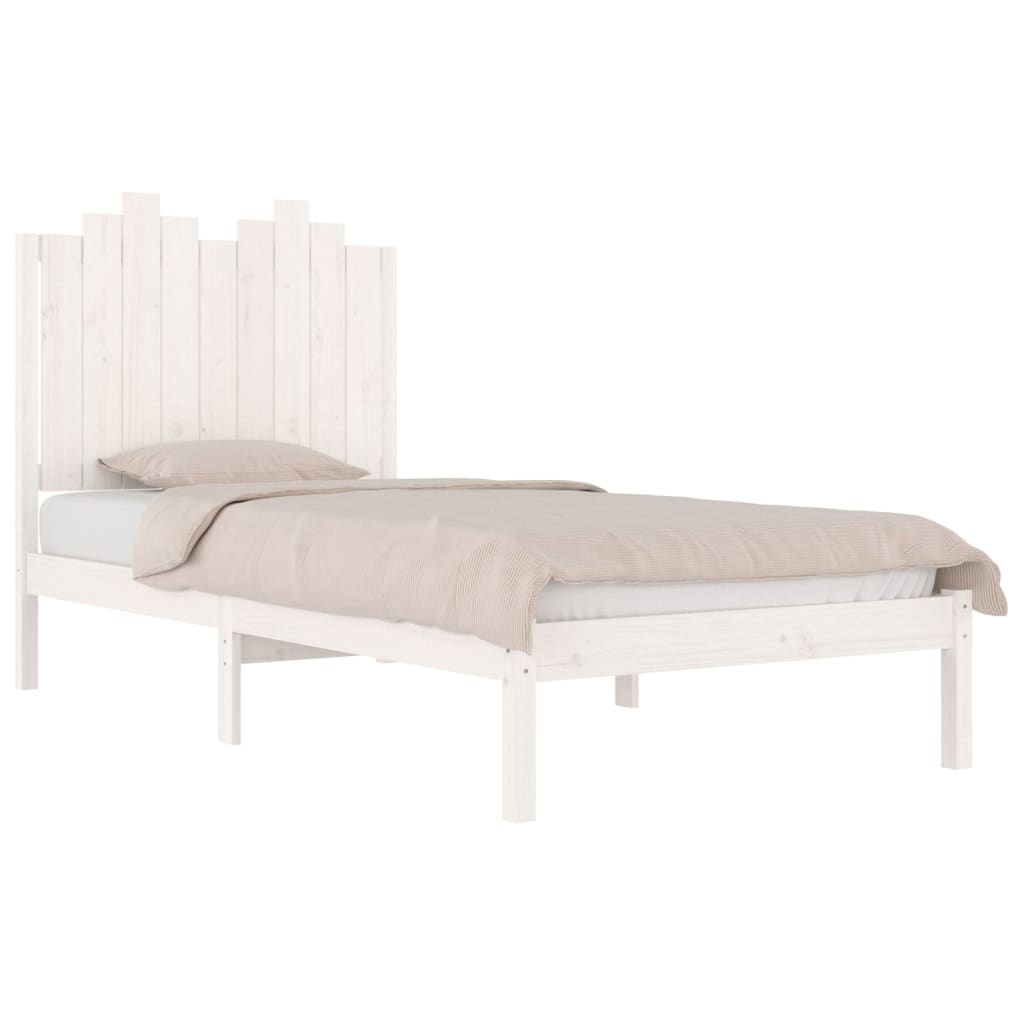 Estrutura de cama pequena solteiro 75x190cm pinho maciço branco