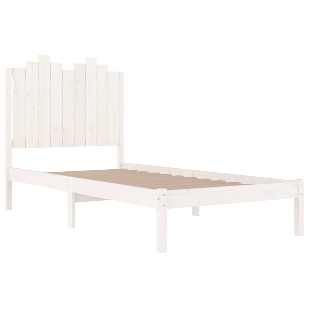 Estrutura de cama pequena solteiro 75x190cm pinho maciço branco