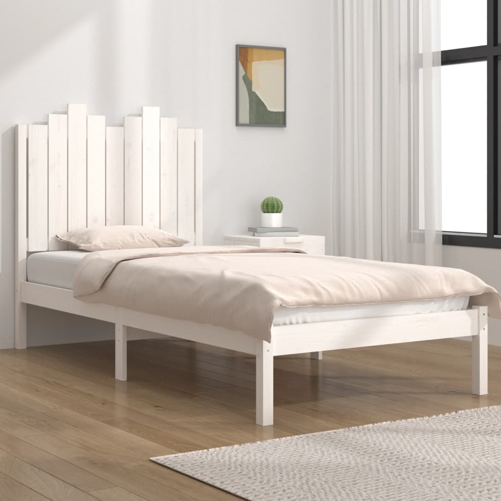 Estrutura de cama pequena solteiro 75x190cm pinho maciço branco